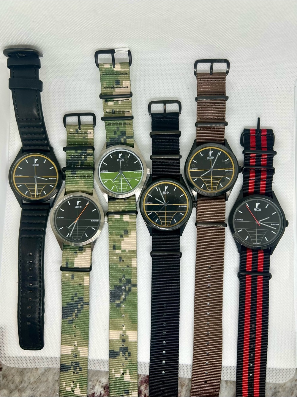 Lot of 6 NEW Recon S.Series Quartz Watches w/ Boxes Military NATO Strap Men’s